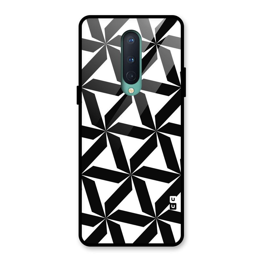 Black White Fan Design Glass Back Case for OnePlus 8