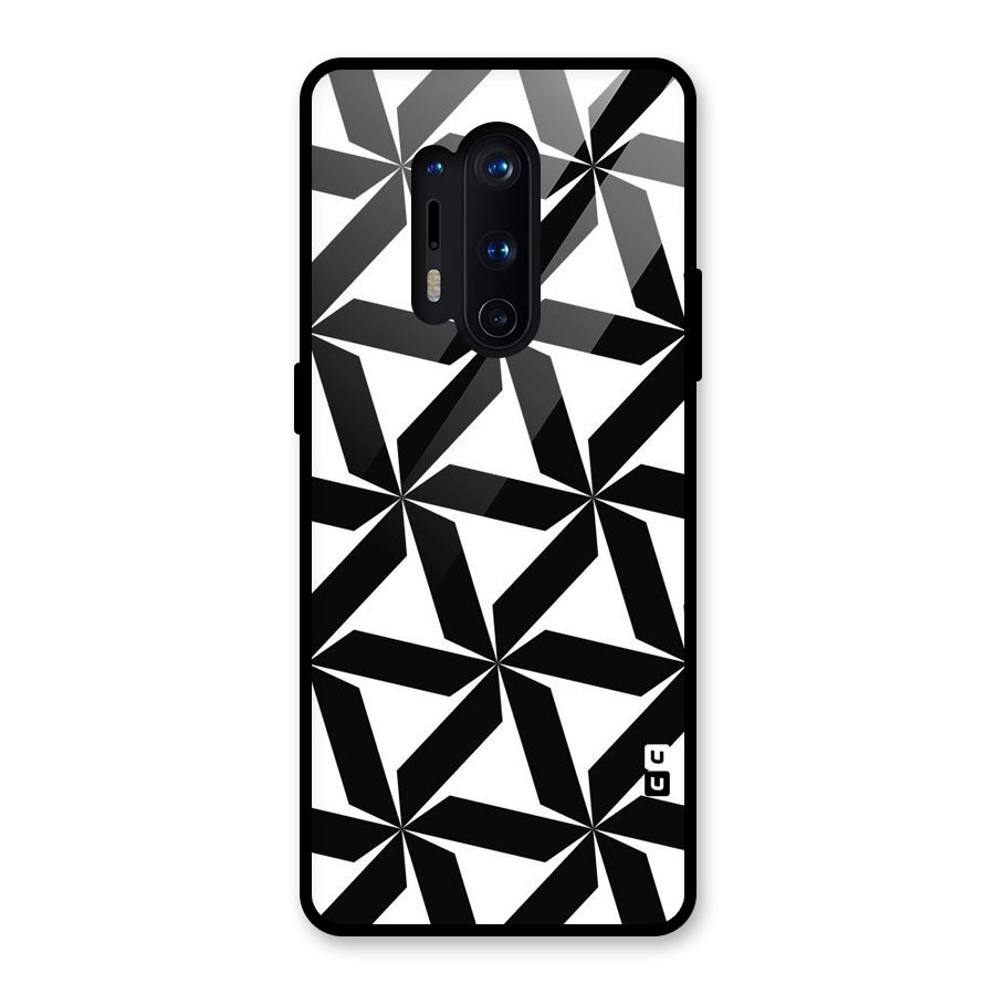 Black White Fan Design Glass Back Case for OnePlus 8 Pro