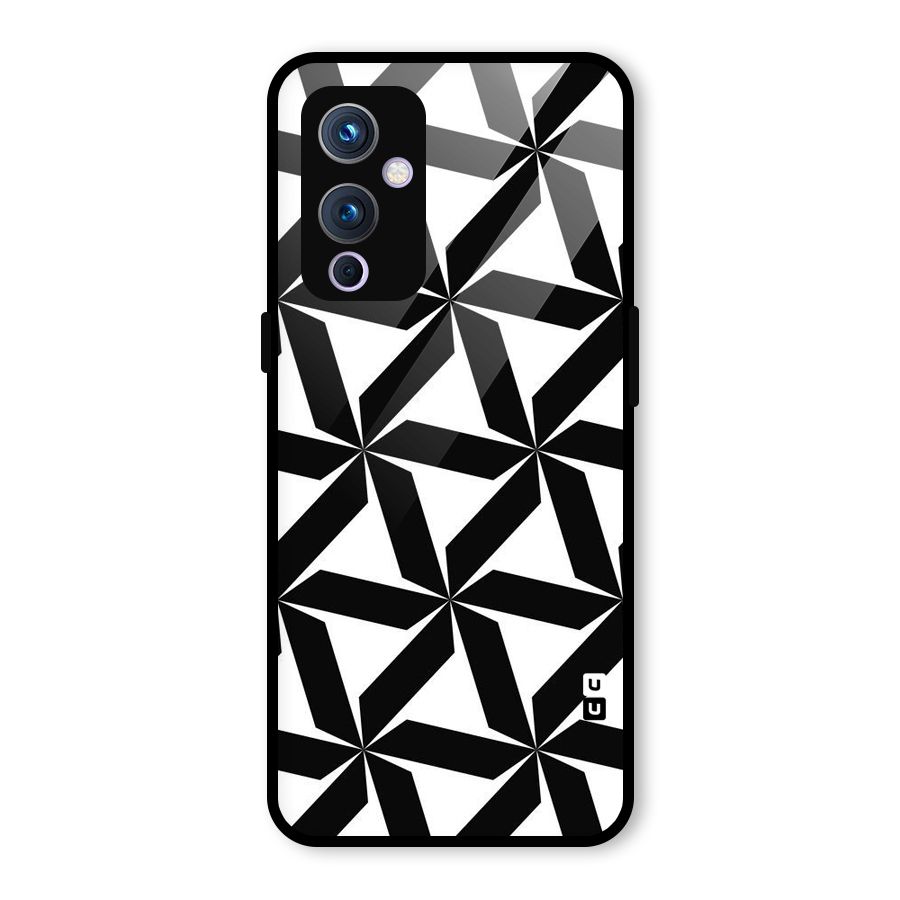Black White Fan Design Glass Back Case for OnePlus 9