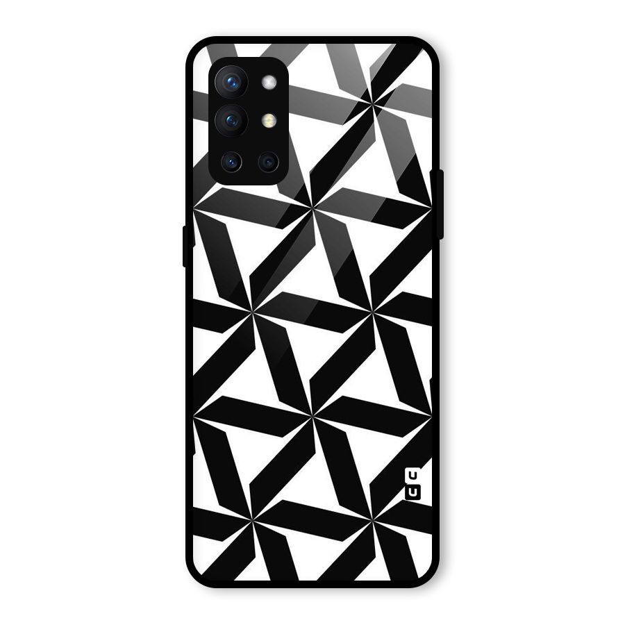 Black White Fan Design Glass Back Case for OnePlus 9R