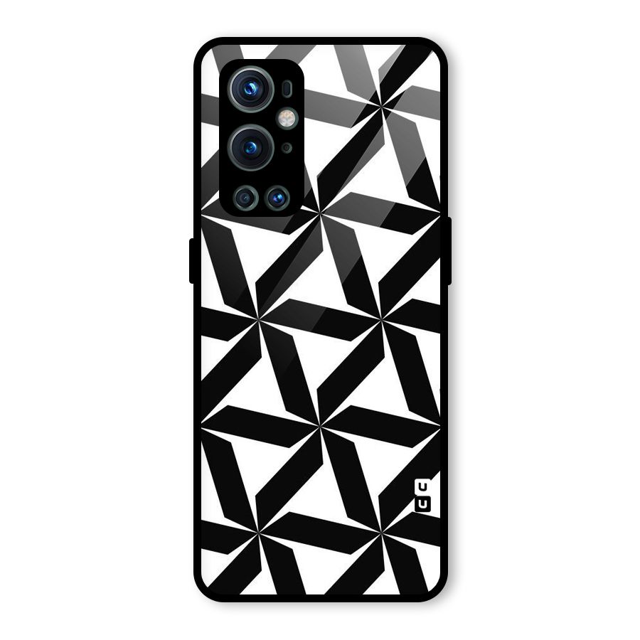Black White Fan Design Glass Back Case for OnePlus 9 Pro