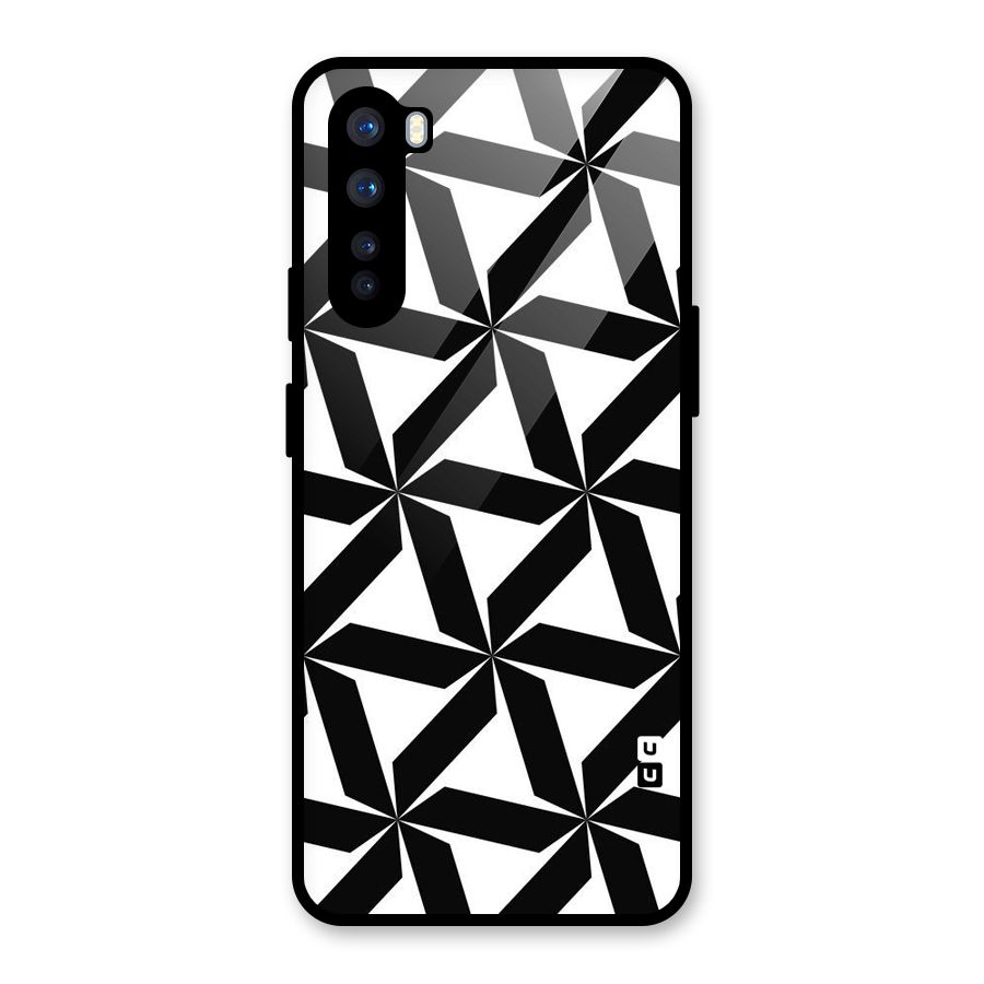 Black White Fan Design Glass Back Case for OnePlus Nord