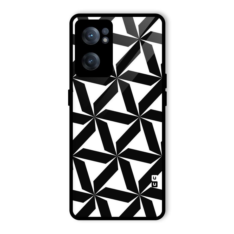 Black White Fan Design Glass Back Case for OnePlus Nord CE 2 5G