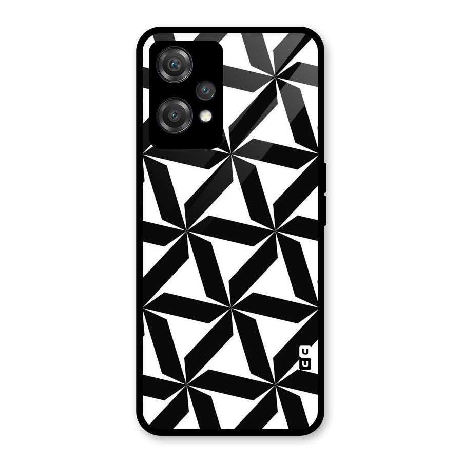 Black White Fan Design Glass Back Case for OnePlus Nord CE 2 Lite 5G