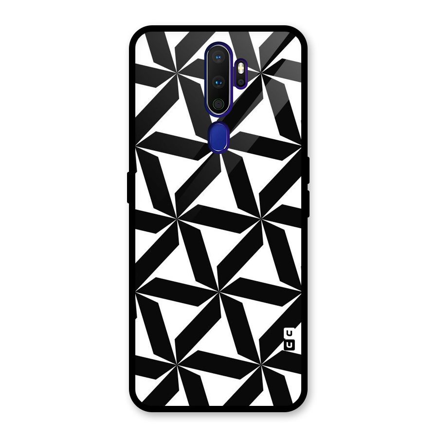 Black White Fan Design Glass Back Case for Oppo A9 (2020)