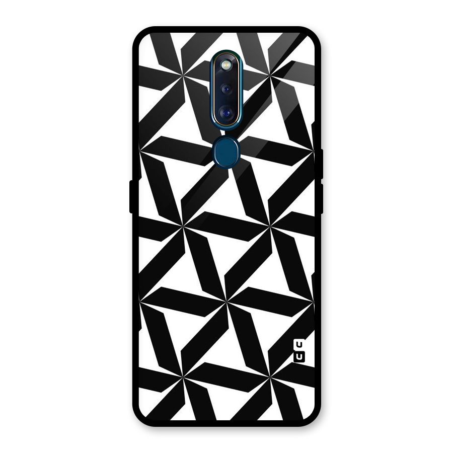 Black White Fan Design Glass Back Case for Oppo F11 Pro
