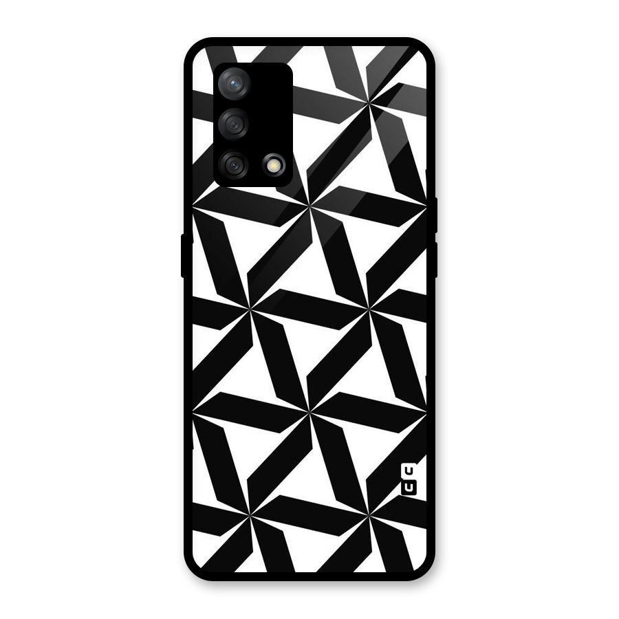 Black White Fan Design Glass Back Case for Oppo F19