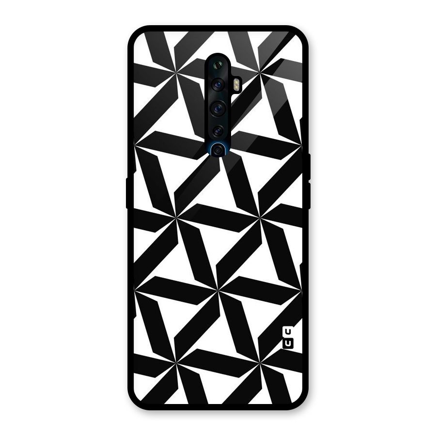 Black White Fan Design Glass Back Case for Oppo Reno2 Z