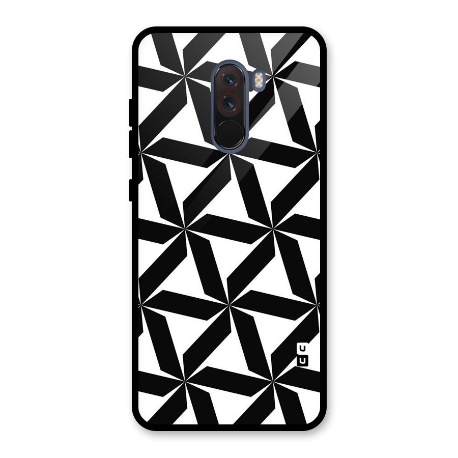 Black White Fan Design Glass Back Case for Poco F1