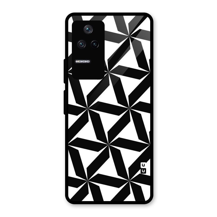Black White Fan Design Glass Back Case for Poco F4 5G