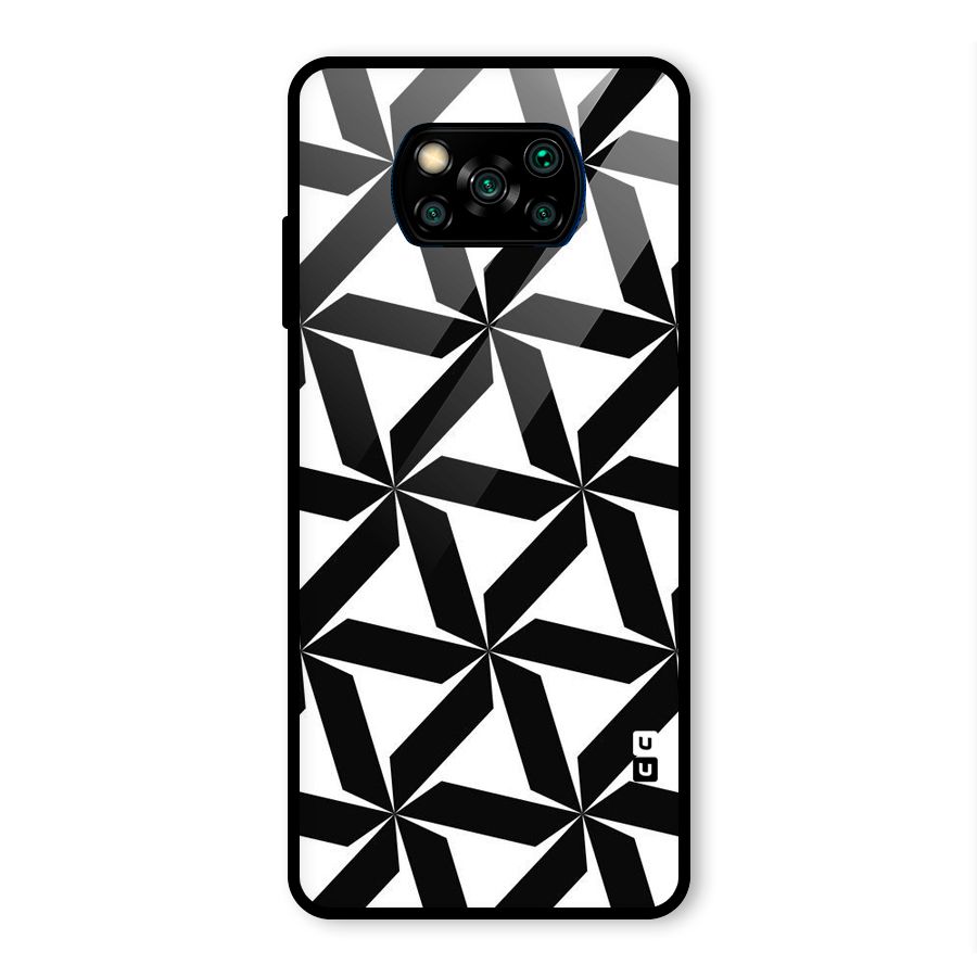 Black White Fan Design Glass Back Case for Poco X3 Pro