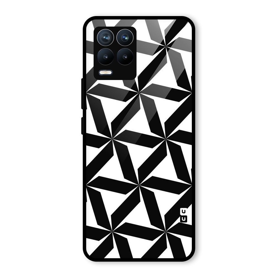 Black White Fan Design Glass Back Case for Realme 8 Pro