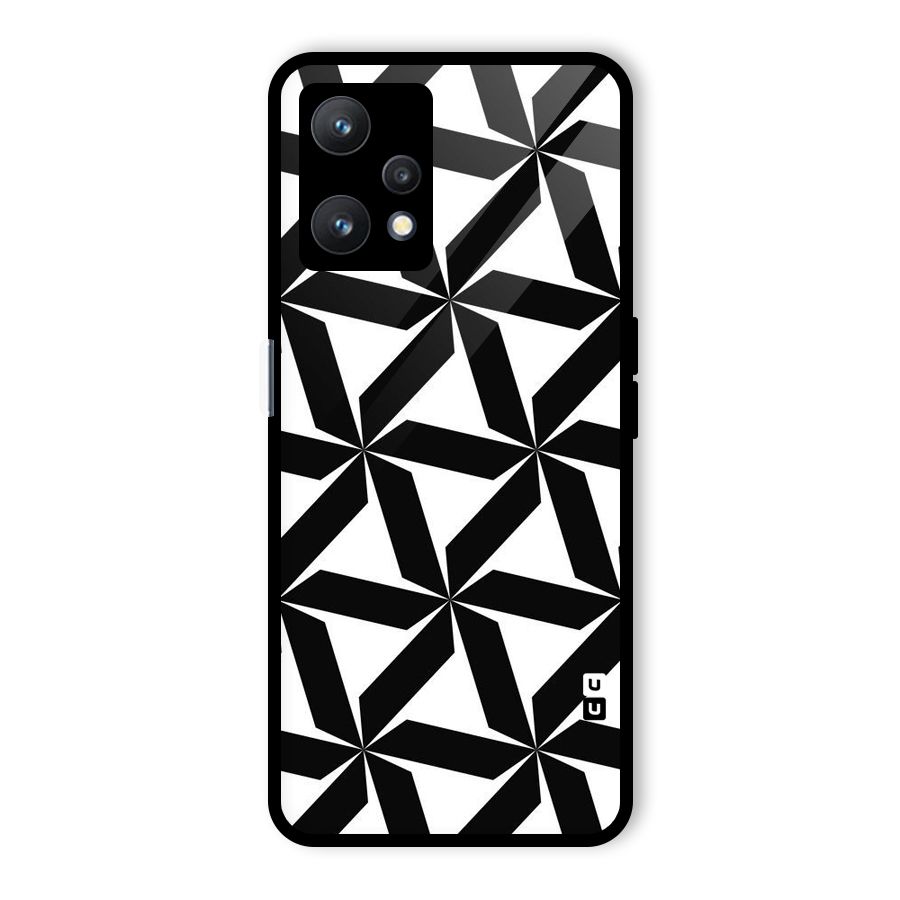 Black White Fan Design Glass Back Case for Realme 9 Pro 5G