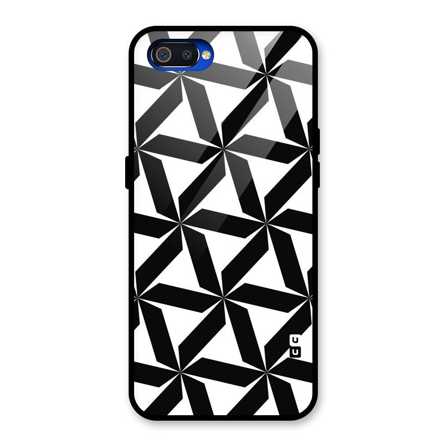 Black White Fan Design Glass Back Case for Realme C2