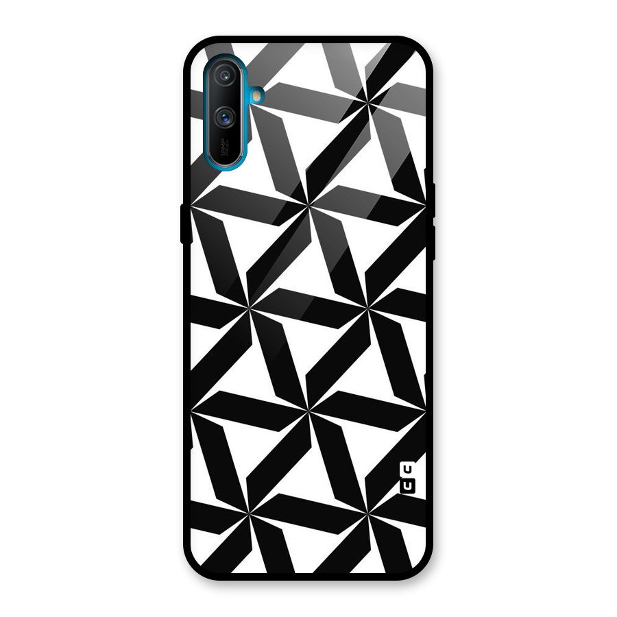 Black White Fan Design Glass Back Case for Realme C3