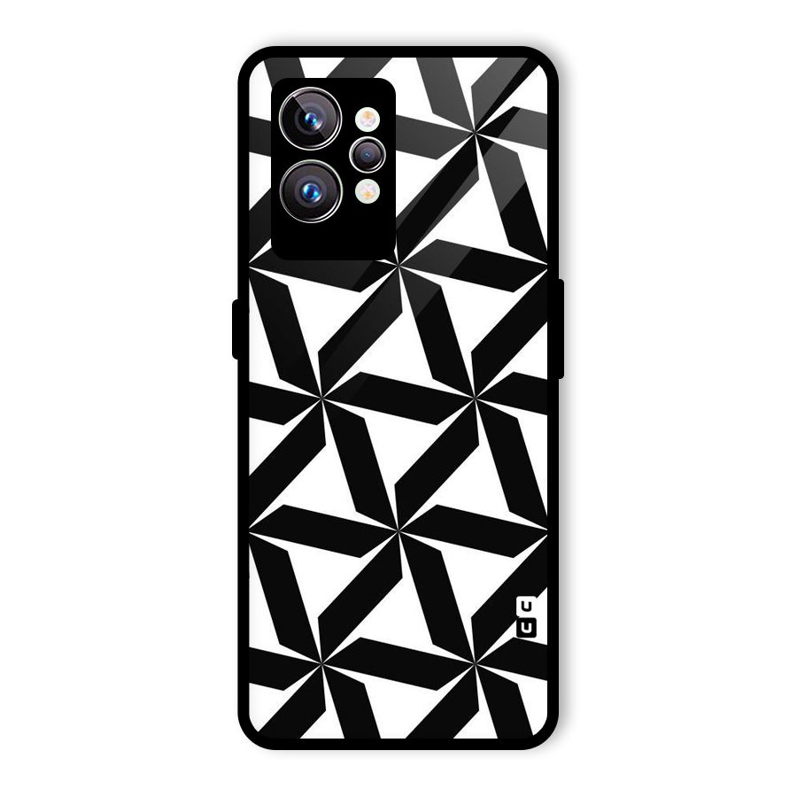 Black White Fan Design Glass Back Case for Realme GT2 Pro
