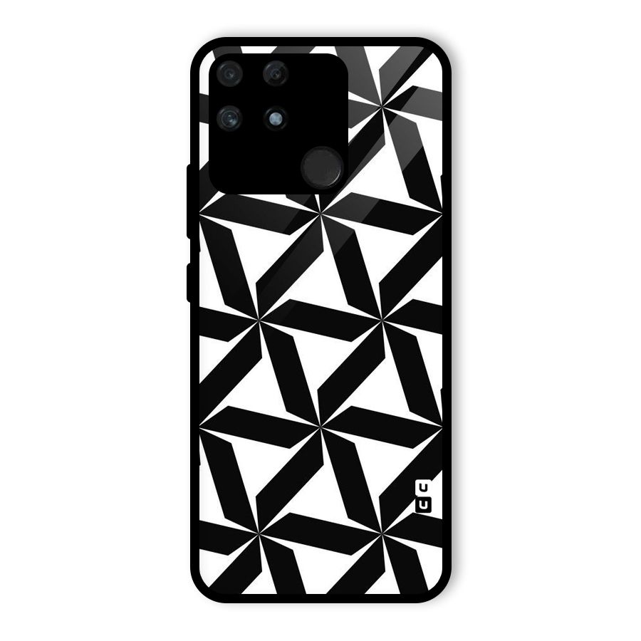 Black White Fan Design Glass Back Case for Realme Narzo 50A