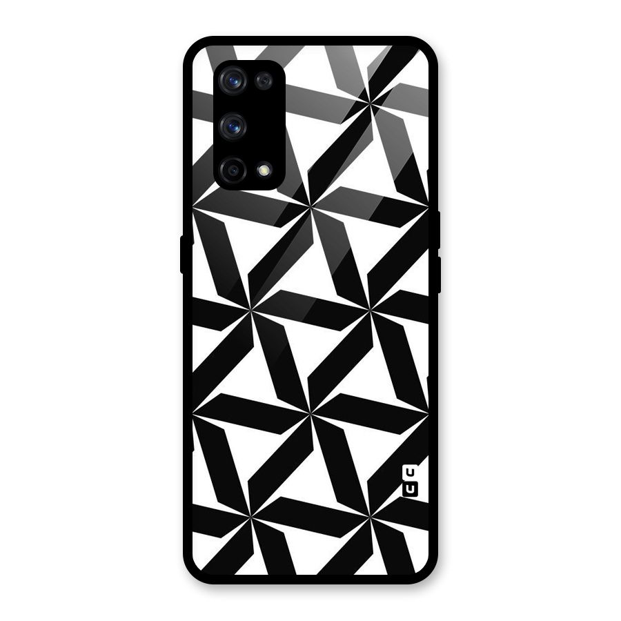 Black White Fan Design Glass Back Case for Realme X7 Pro