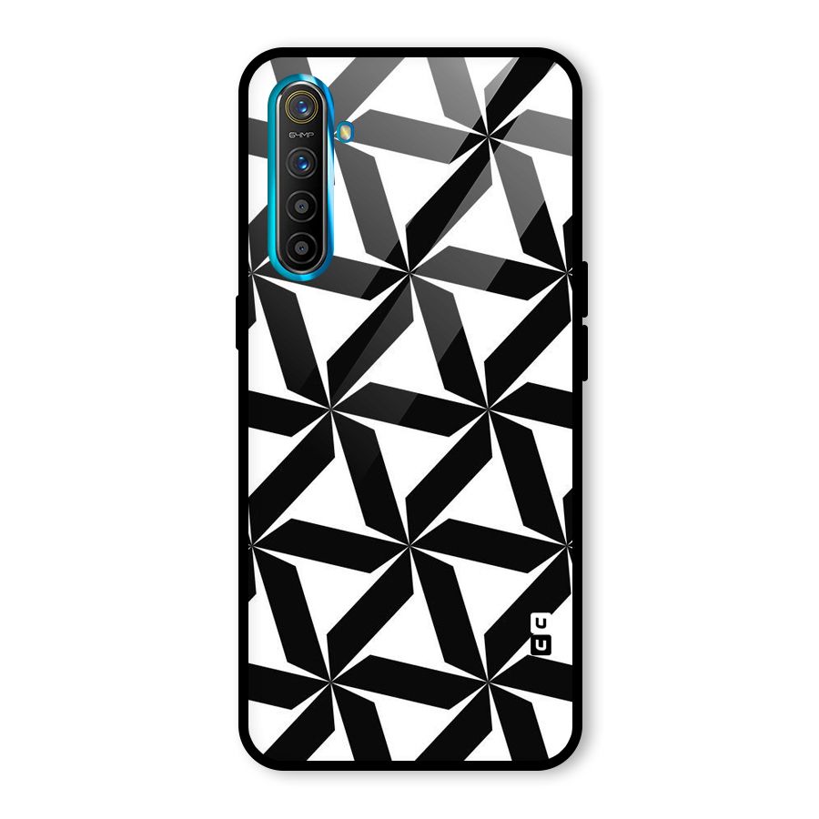 Black White Fan Design Glass Back Case for Realme XT