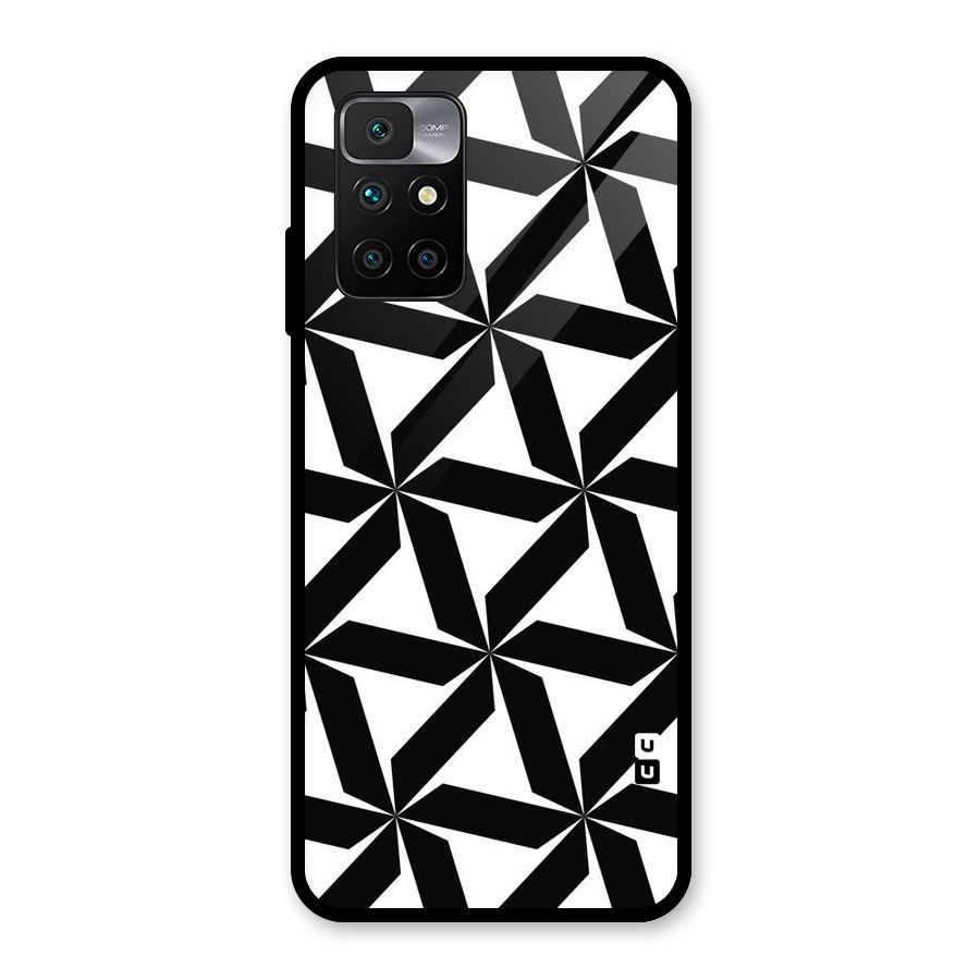 Black White Fan Design Glass Back Case for Redmi 10 Prime