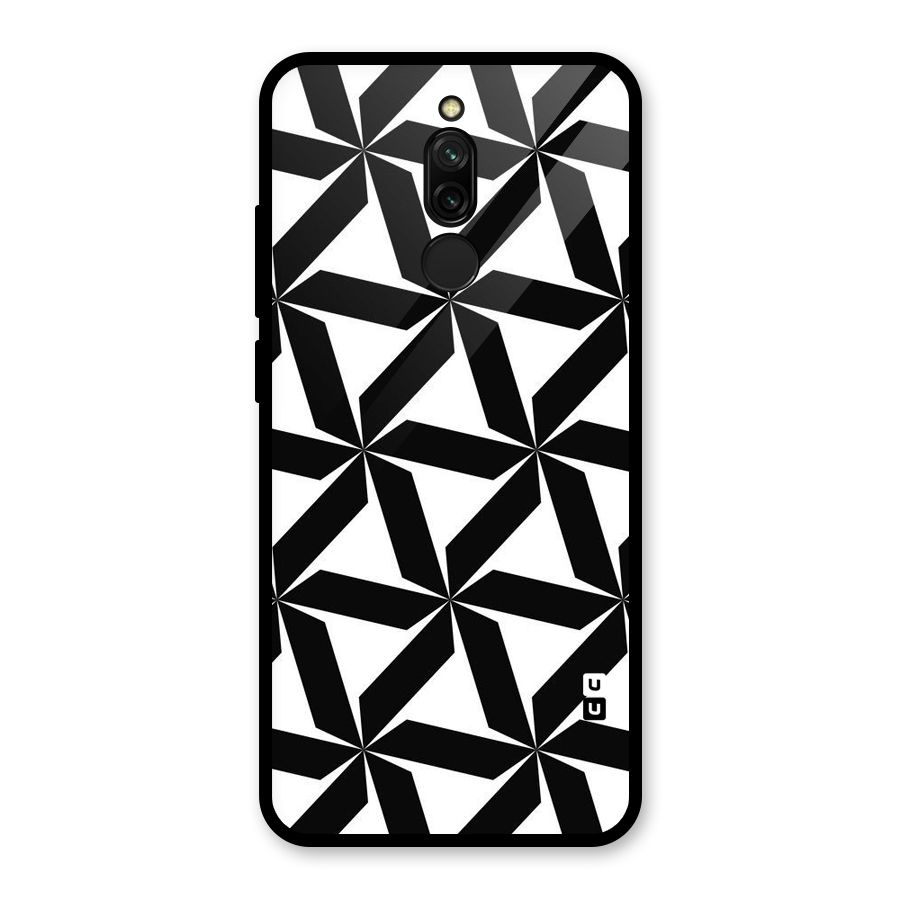 Black White Fan Design Glass Back Case for Redmi 8