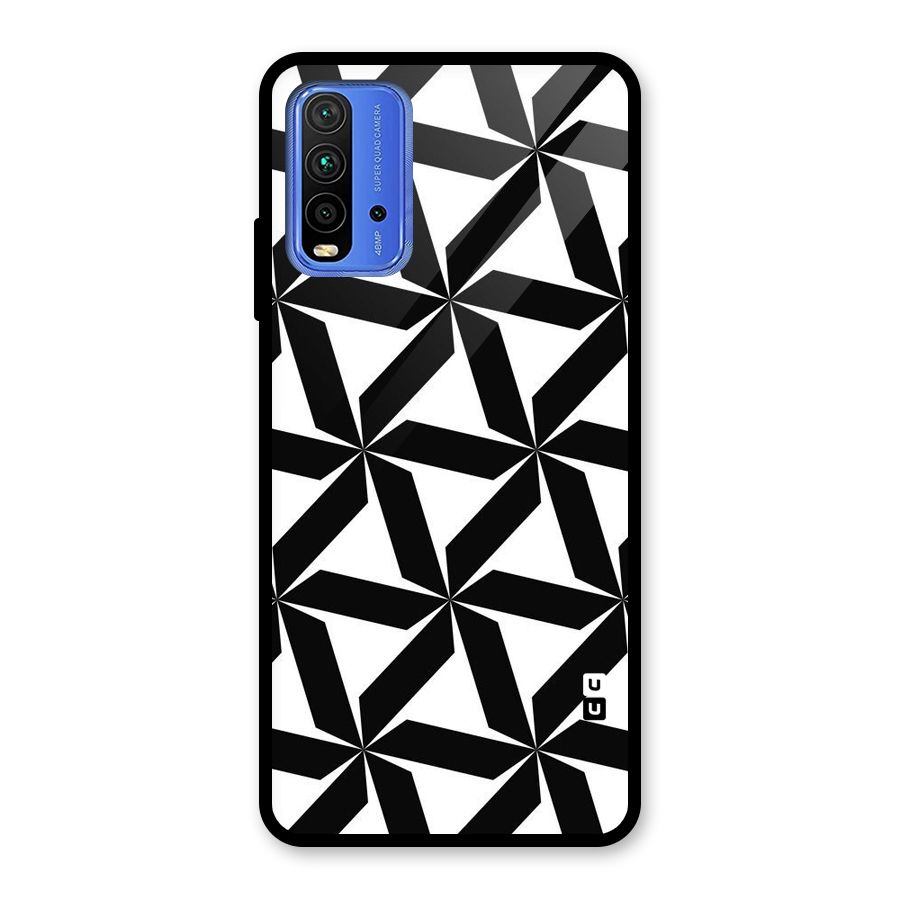 Black White Fan Design Glass Back Case for Redmi 9 Power