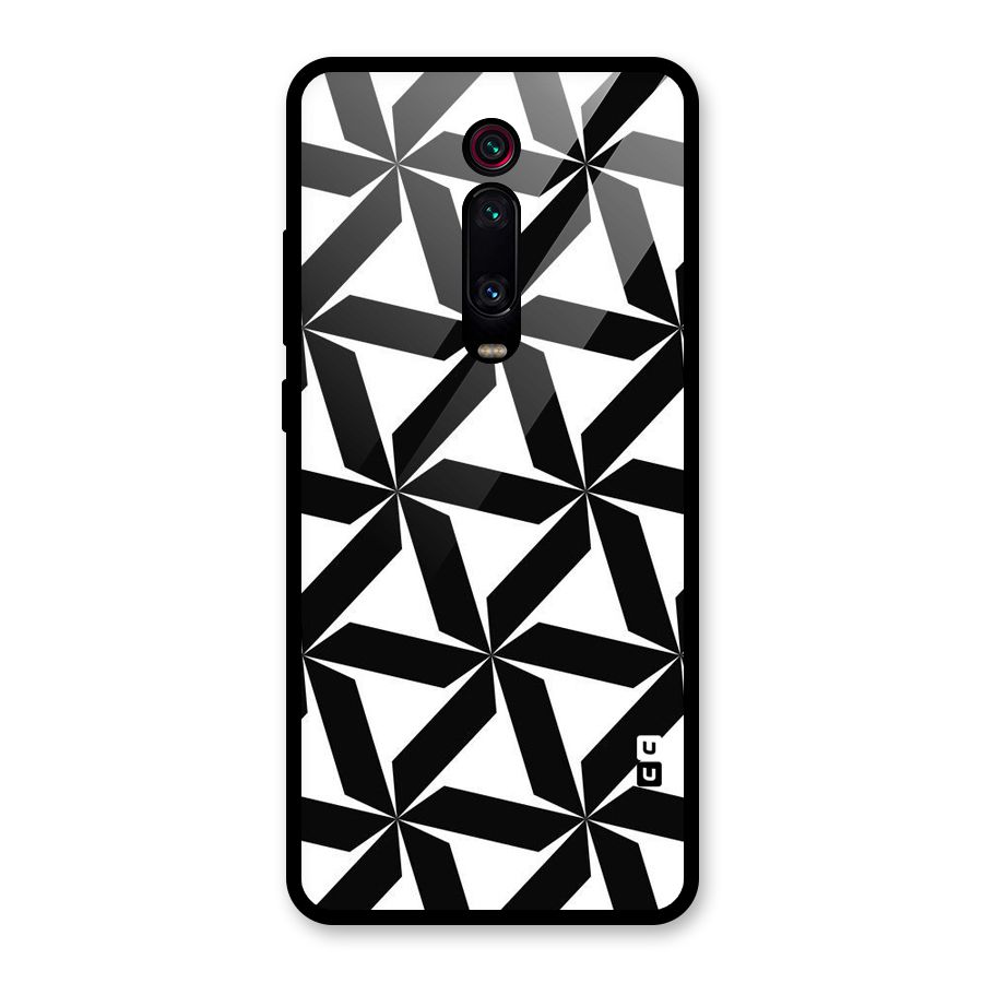 Black White Fan Design Glass Back Case for Redmi K20