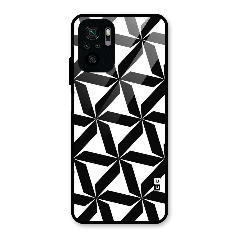 Black White Fan Design Glass Back Case for Redmi Note 10S
