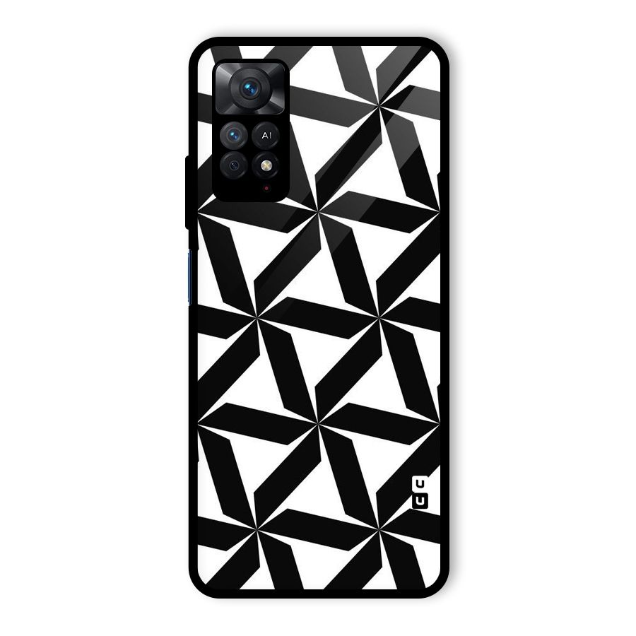 Black White Fan Design Glass Back Case for Redmi Note 11 Pro Plus 5G