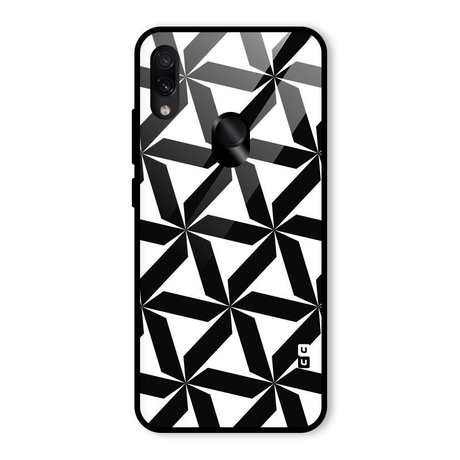 Black White Fan Design Glass Back Case for Redmi Note 7