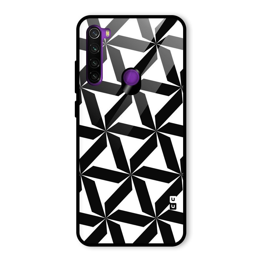 Black White Fan Design Glass Back Case for Redmi Note 8