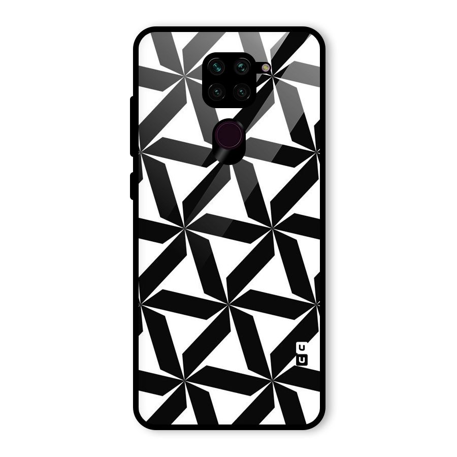 Black White Fan Design Glass Back Case for Redmi Note 9