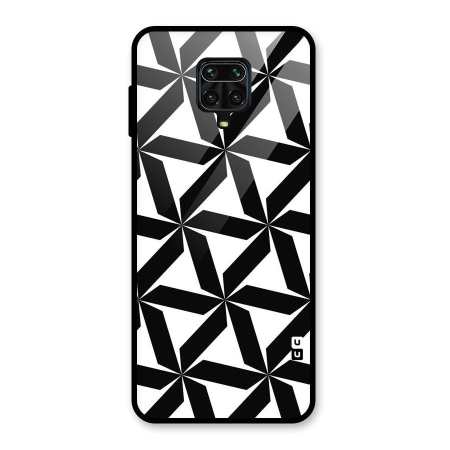 Black White Fan Design Glass Back Case for Redmi Note 9 Pro Max
