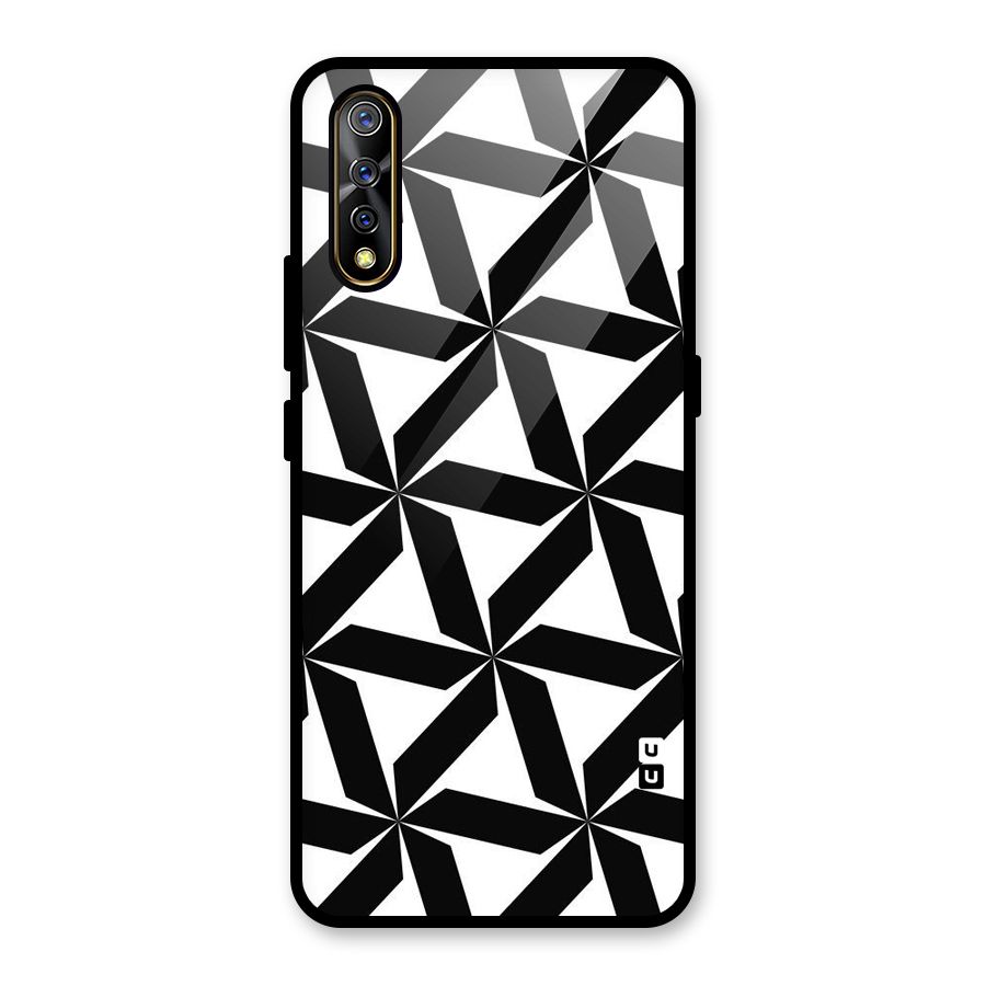Black White Fan Design Glass Back Case for Vivo S1