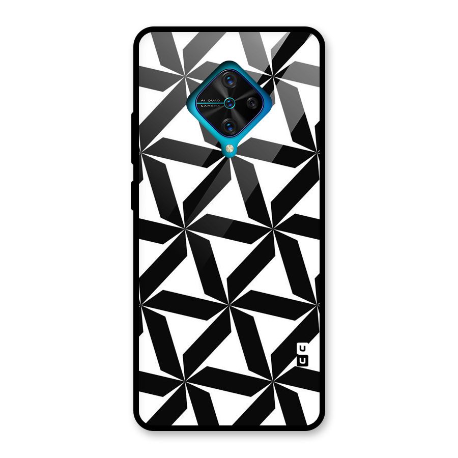 Black White Fan Design Glass Back Case for Vivo S1 Pro