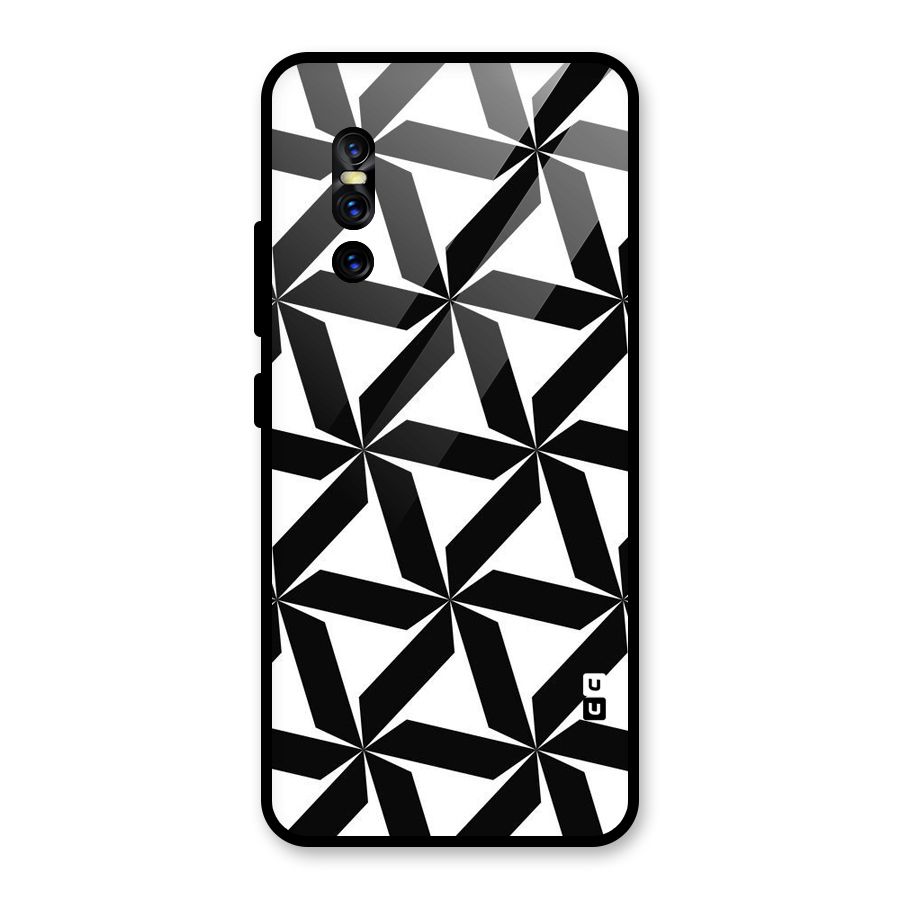 Black White Fan Design Glass Back Case for Vivo V15 Pro