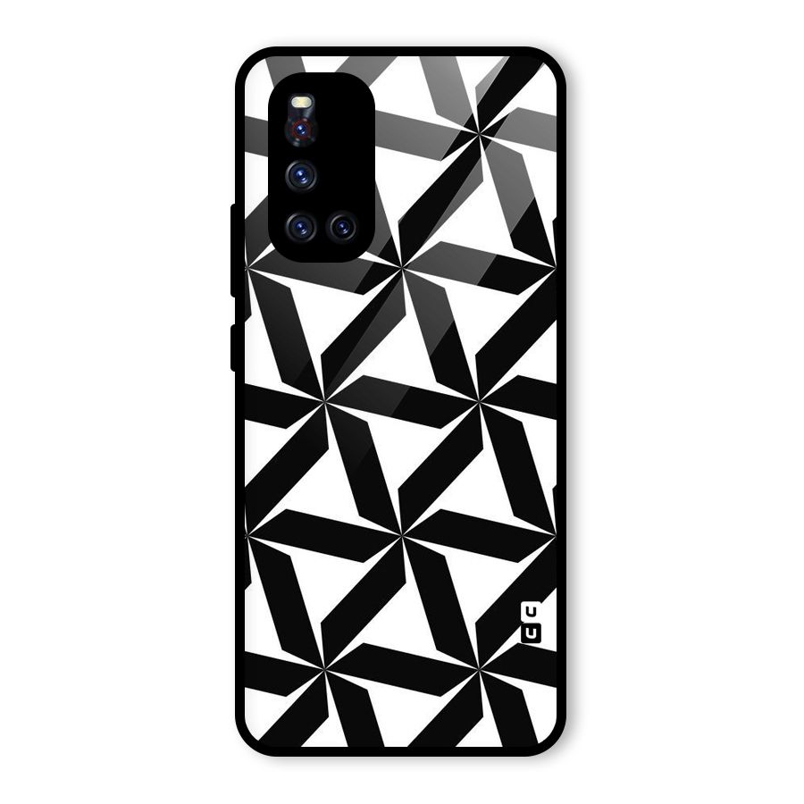 Black White Fan Design Glass Back Case for Vivo V19