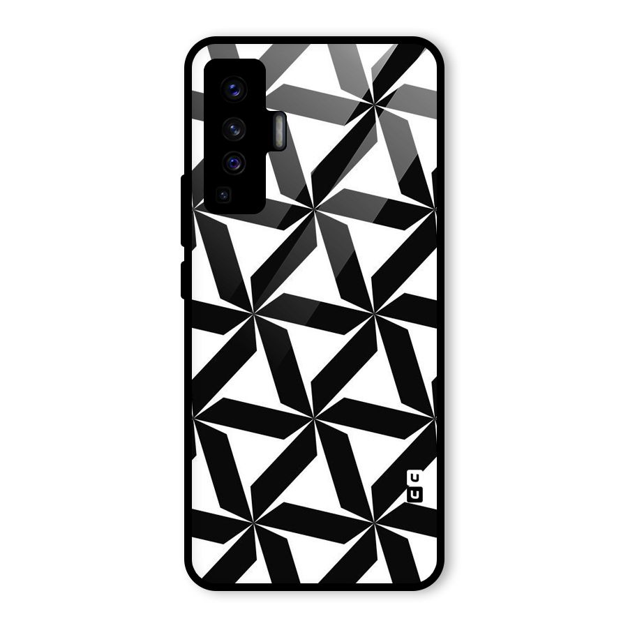 Black White Fan Design Glass Back Case for Vivo X50