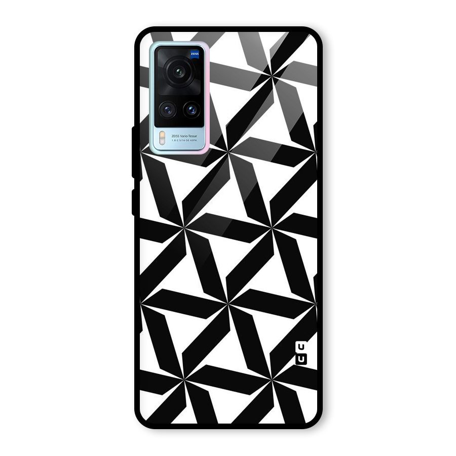 Black White Fan Design Glass Back Case for Vivo X60