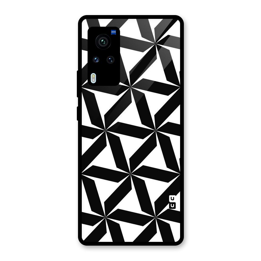 Black White Fan Design Glass Back Case for Vivo X60 Pro