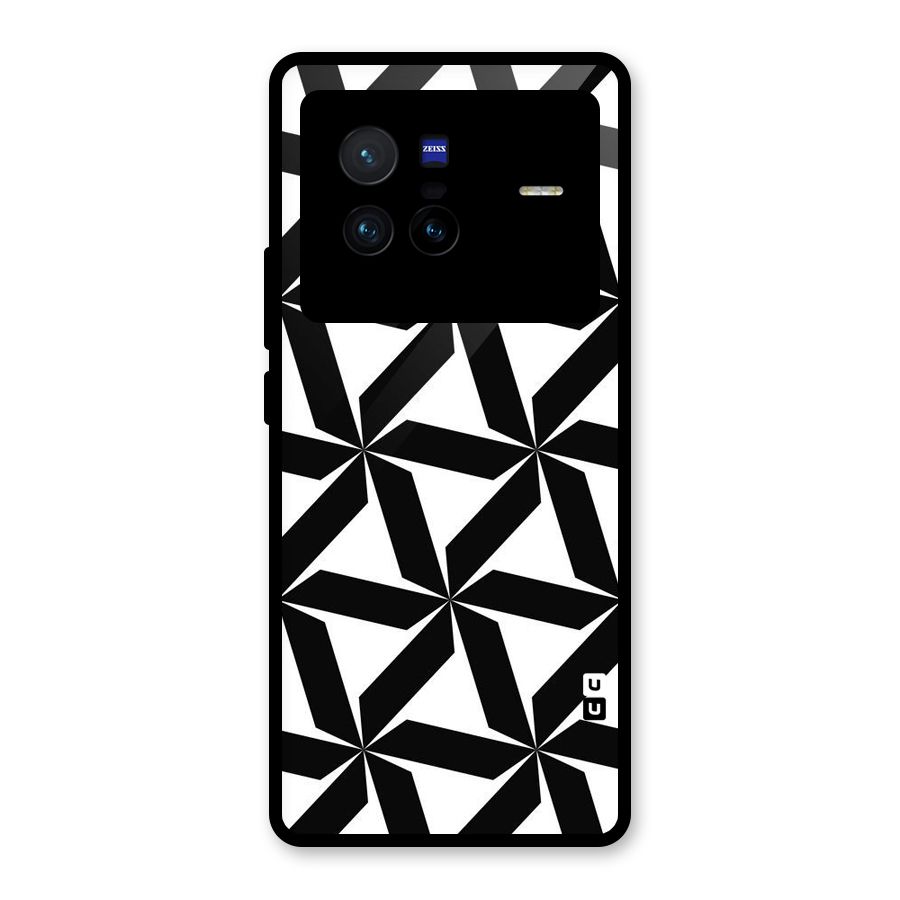Black White Fan Design Glass Back Case for Vivo X80