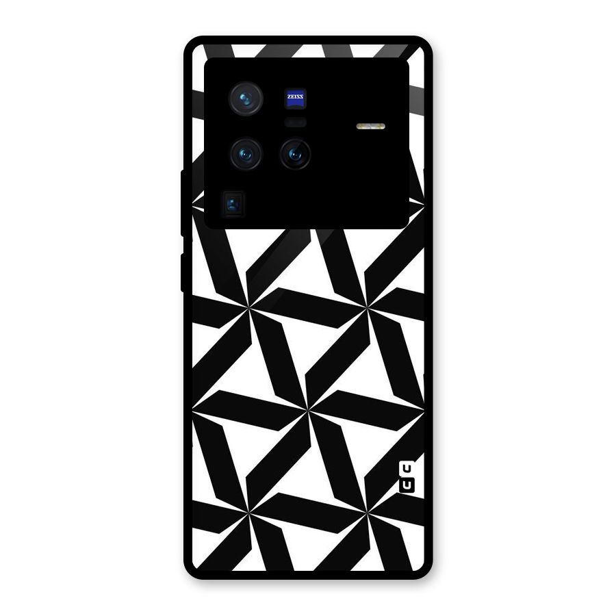 Black White Fan Design Glass Back Case for Vivo X80 Pro