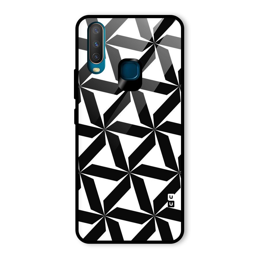 Black White Fan Design Glass Back Case for Vivo Y17