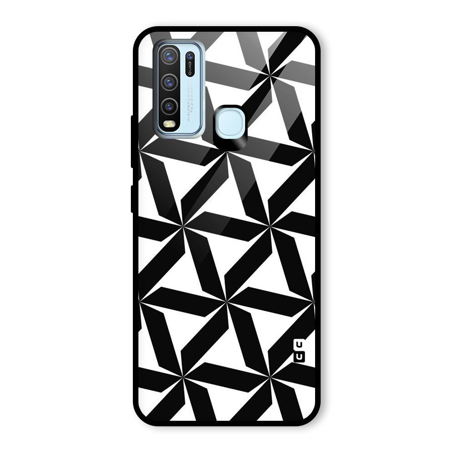 Black White Fan Design Glass Back Case for Vivo Y50