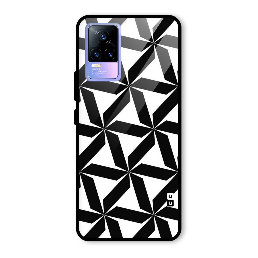 Black White Fan Design Glass Back Case for Vivo Y73