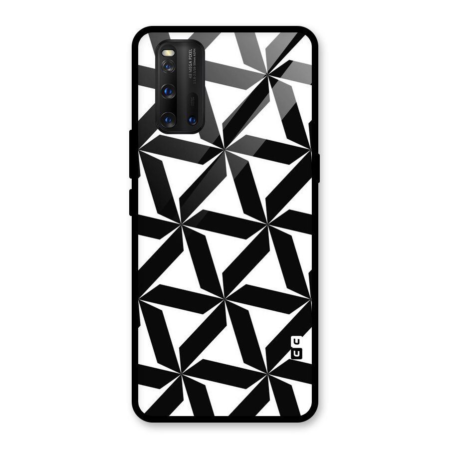 Black White Fan Design Glass Back Case for Vivo iQOO 3