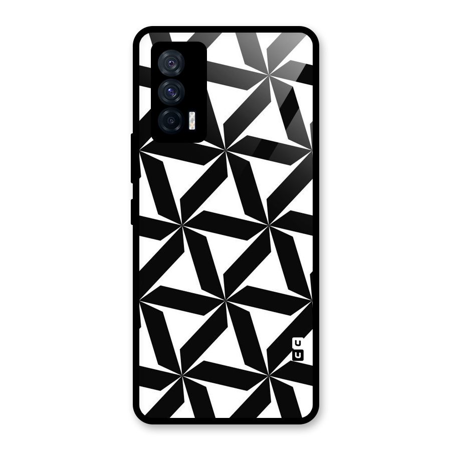 Black White Fan Design Glass Back Case for Vivo iQOO 7 5G