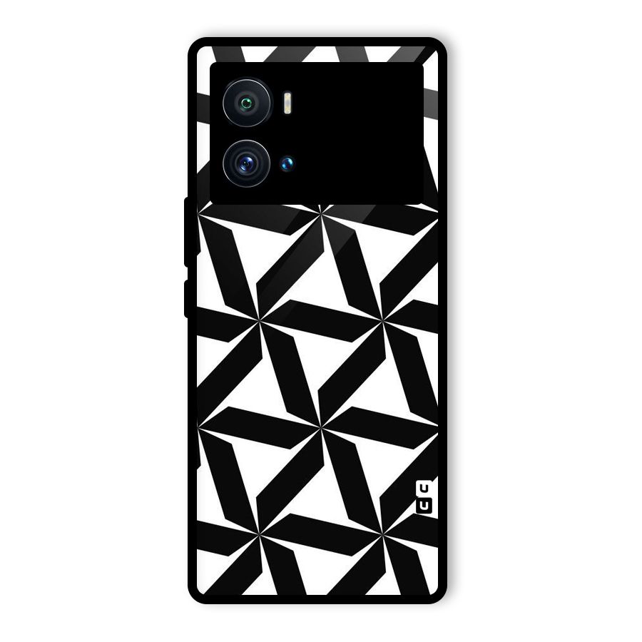 Black White Fan Design Glass Back Case for Vivo iQOO 9 Pro