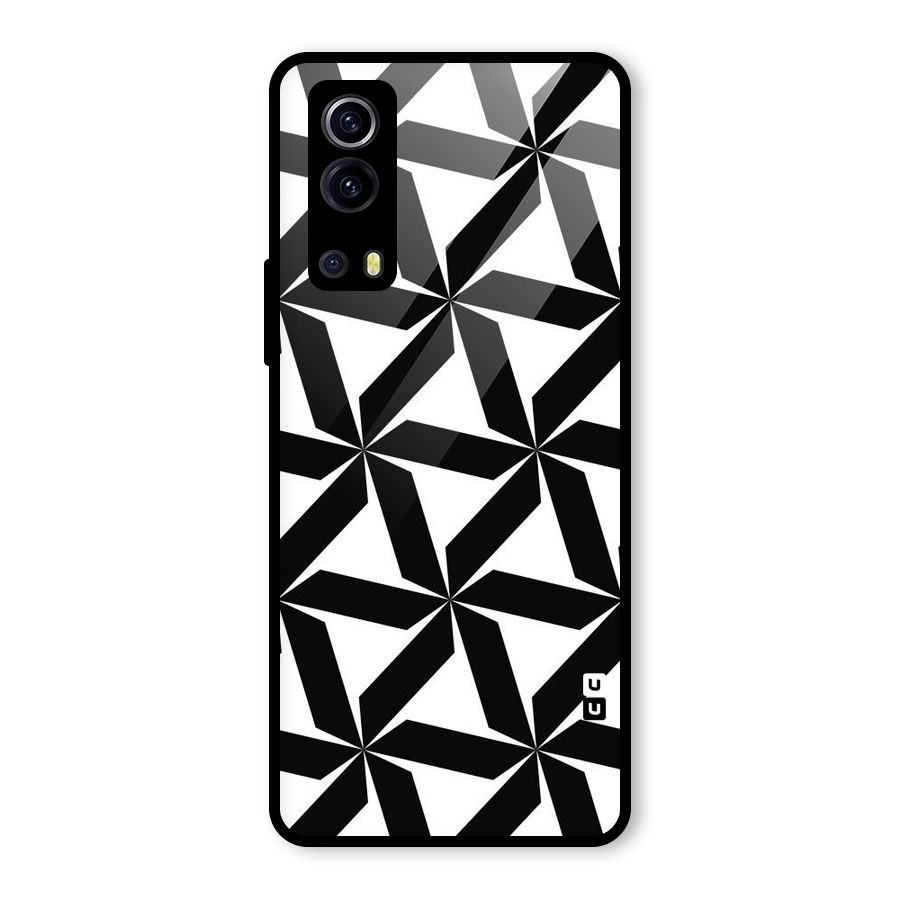 Black White Fan Design Glass Back Case for Vivo iQOO Z3