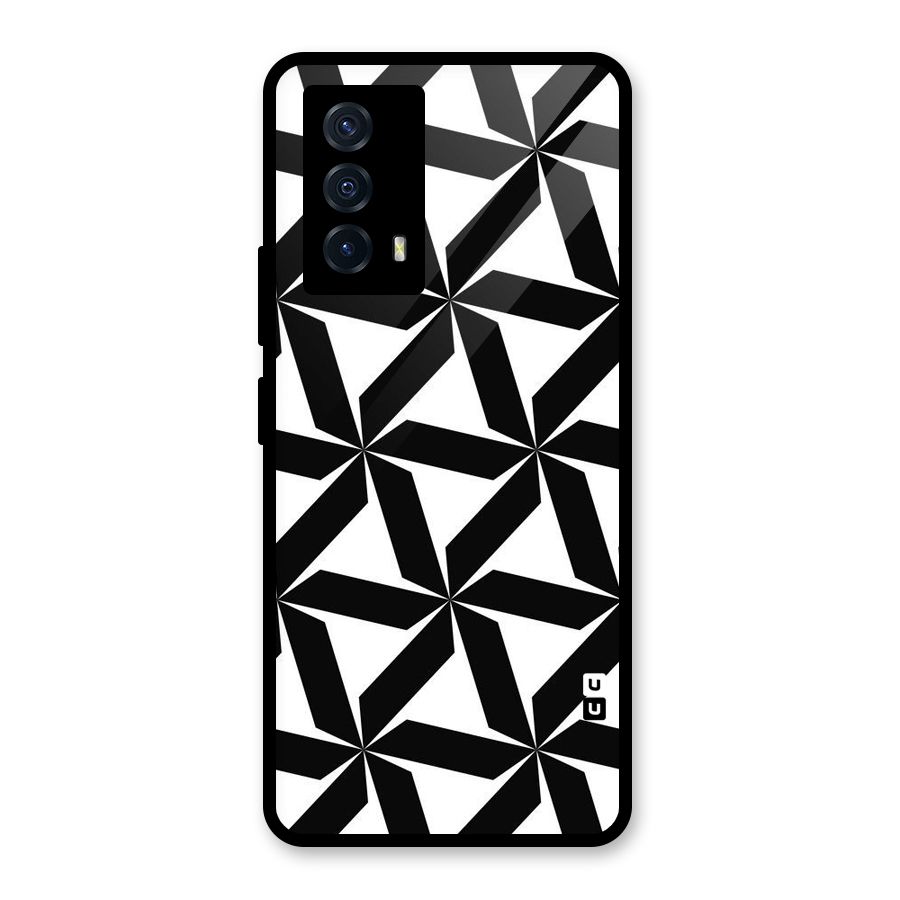 Black White Fan Design Glass Back Case for Vivo iQOO Z5